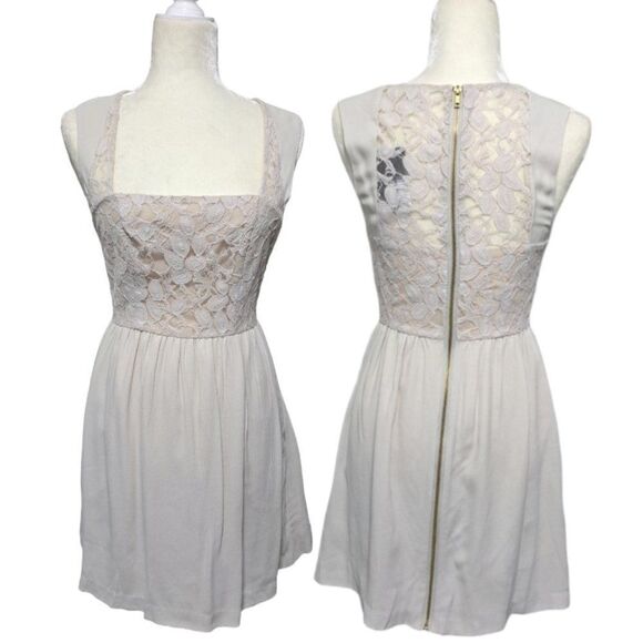 Urban Outfitters Cooperative Square Neck Lace Sleeveless Dress With Pockets Sz 2 - Picture 5 of 7